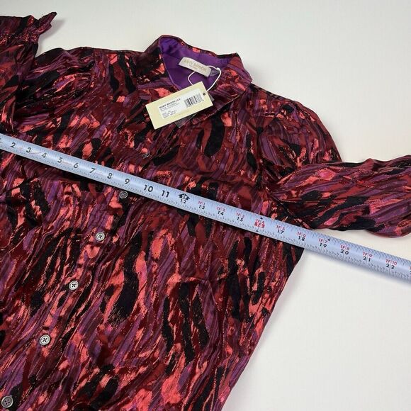 NWT Ramy Brook Printed Dina Bodysuit XS Red Top Metallic Whimsigoth disco - Picture 7 of 15